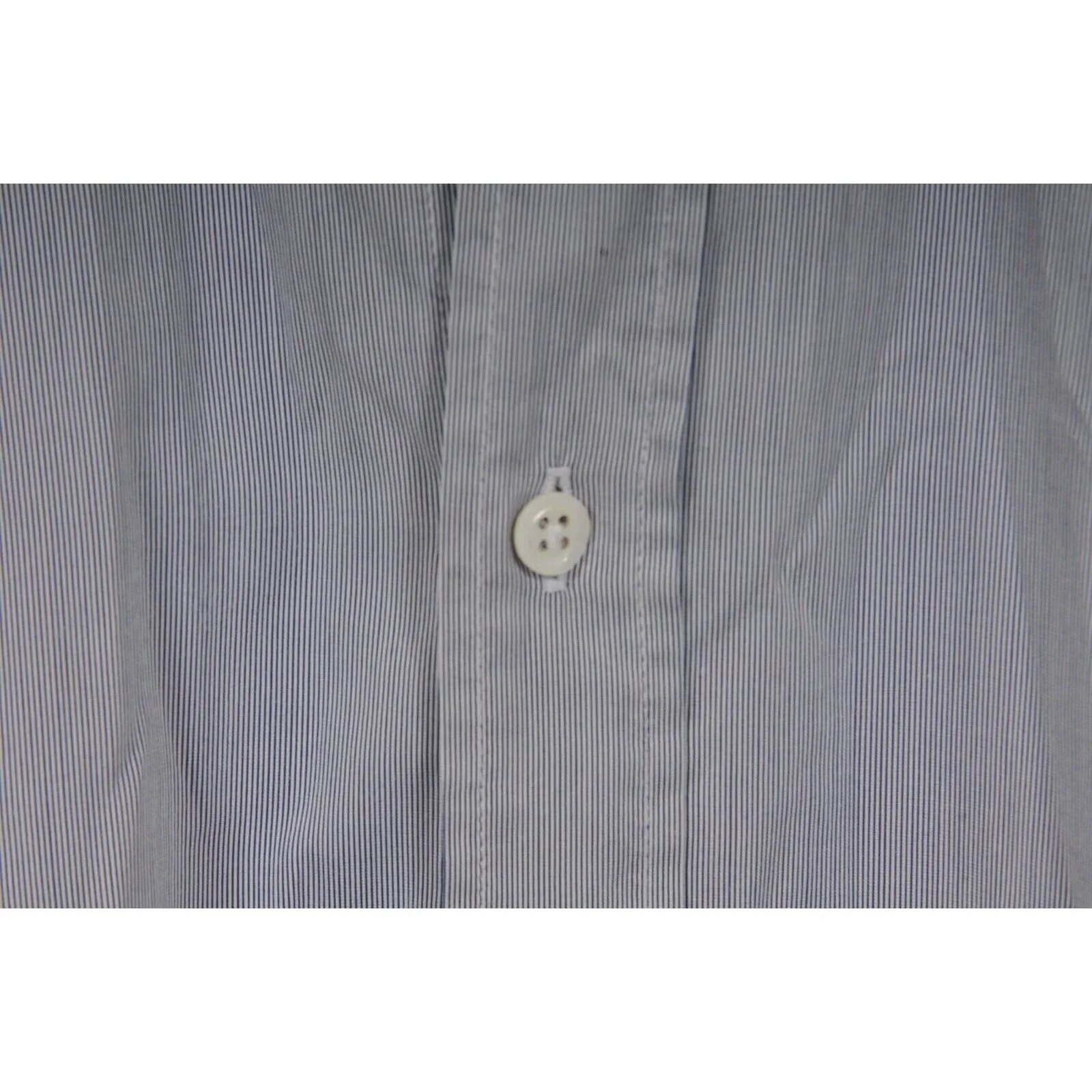 Striped Button Down Shirt  40 15 3/4 Blue 100% Cotton Long Sleeve
