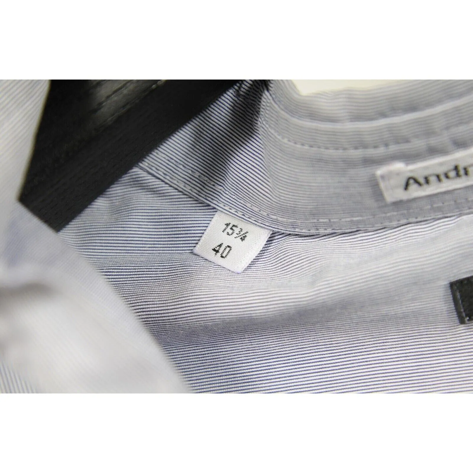 Striped Button Down Shirt  40 15 3/4 Blue 100% Cotton Long Sleeve