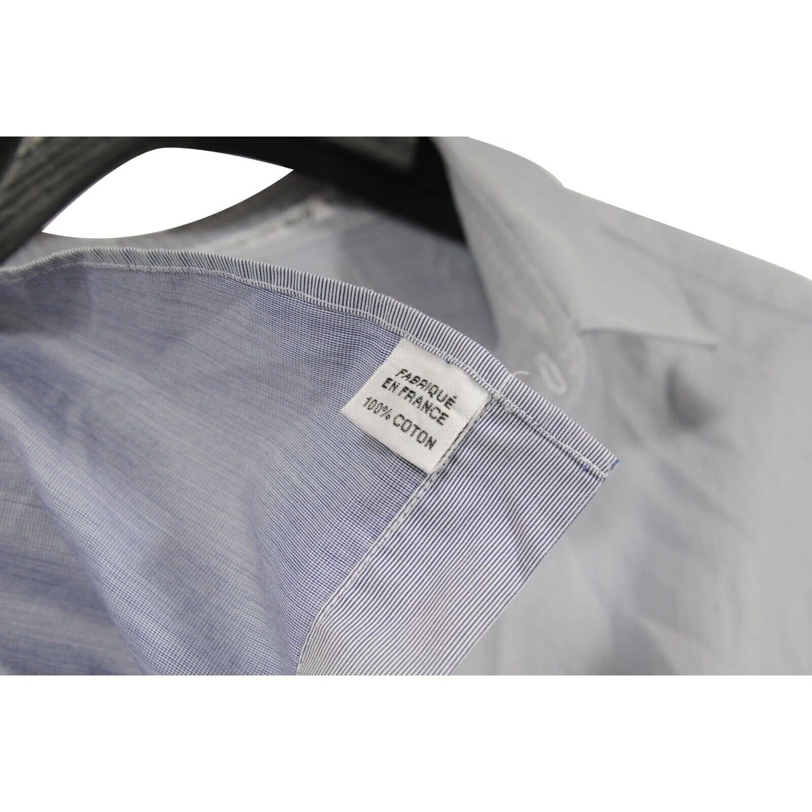 Striped Button Down Shirt  40 15 3/4 Blue 100% Cotton Long Sleeve