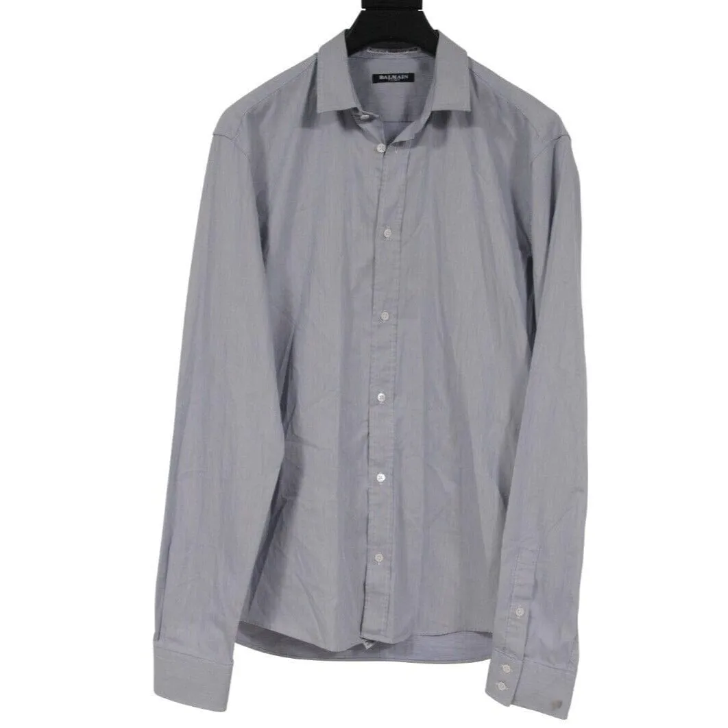 Striped Button Down Shirt  40 15 3/4 Blue 100% Cotton Long Sleeve
