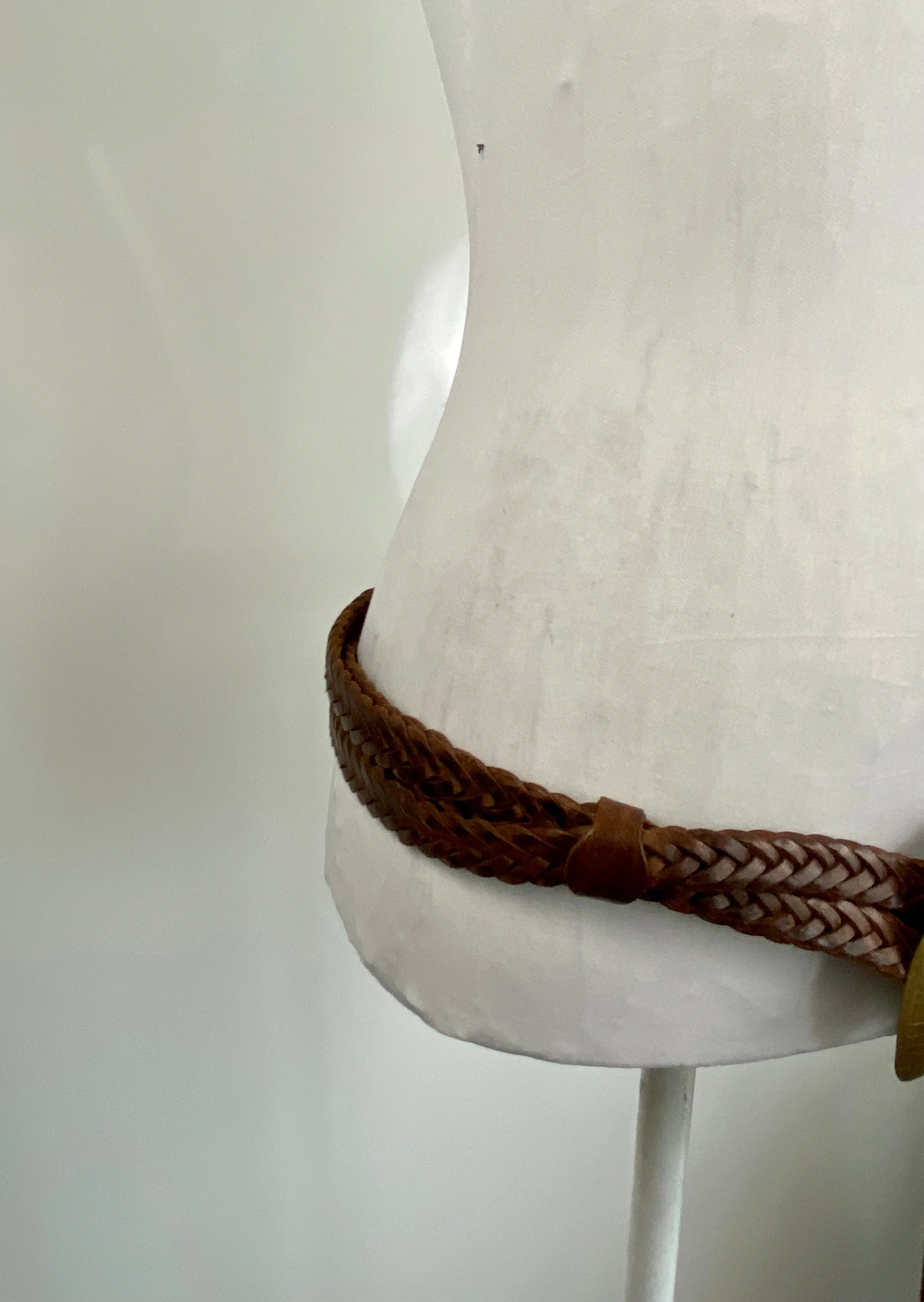 Sweet Leather Vintage Belt With Brass And Bone Inlay