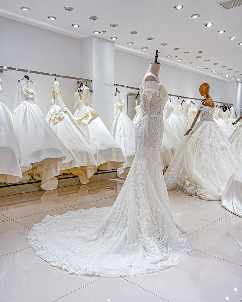 Sweetheart Mermaid Wedding Dress Ivory Lace Vintage style