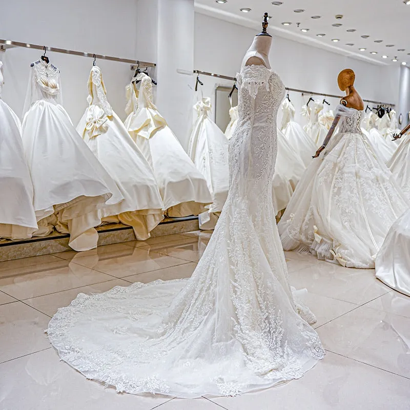 Sweetheart Mermaid Wedding Dress Ivory Lace Vintage style