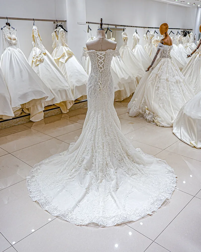 Sweetheart Mermaid Wedding Dress Ivory Lace Vintage style