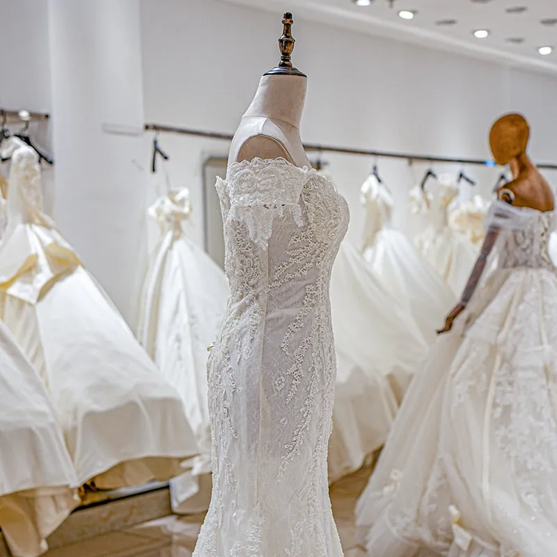 Sweetheart Mermaid Wedding Dress Ivory Lace Vintage style
