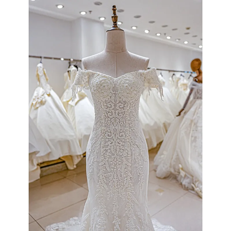 Sweetheart Mermaid Wedding Dress Ivory Lace Vintage style