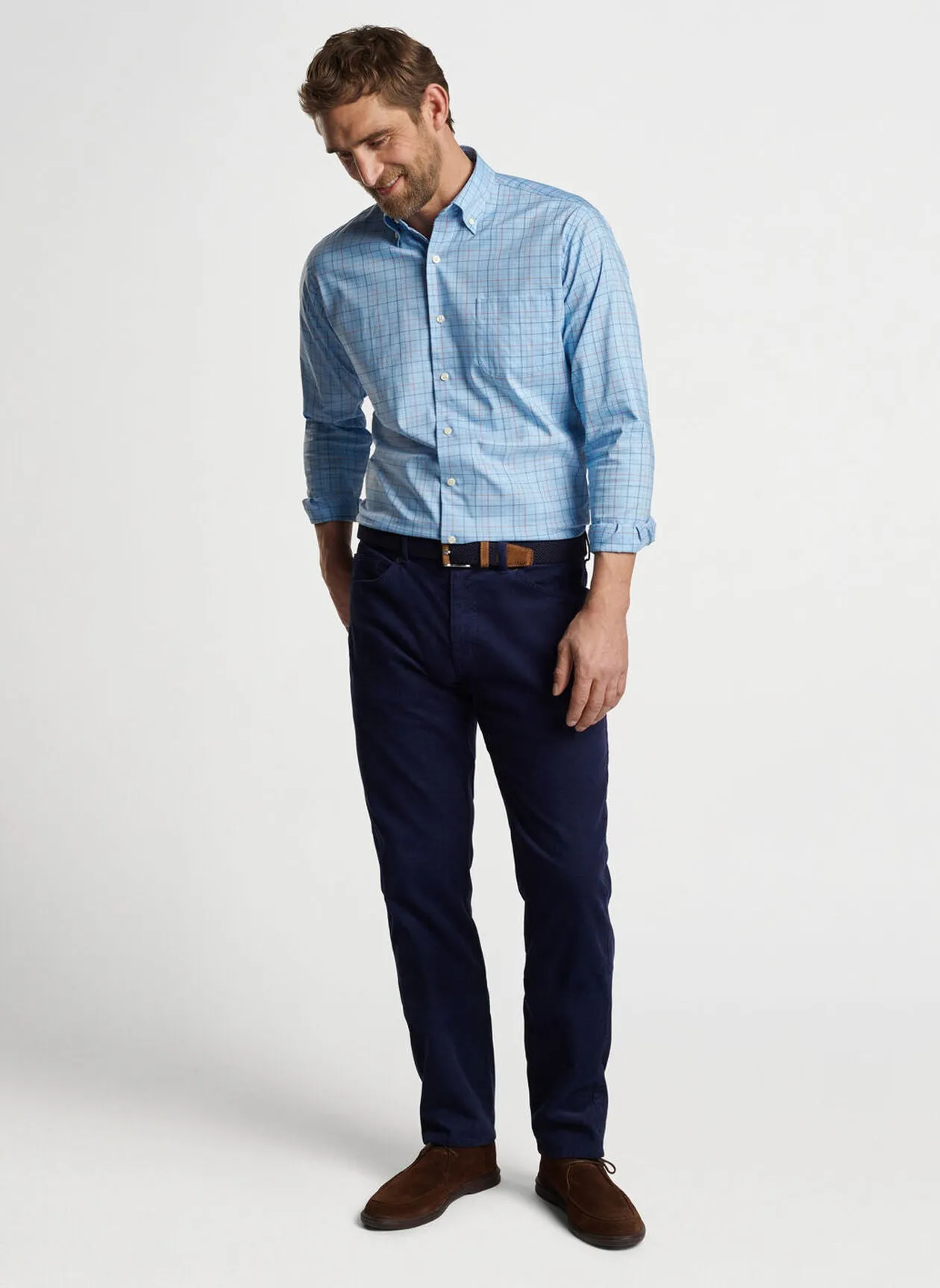 Sydney Crown Lite Cotton-Stretch Sport Shirt by Peter Millar - Cottage Blue