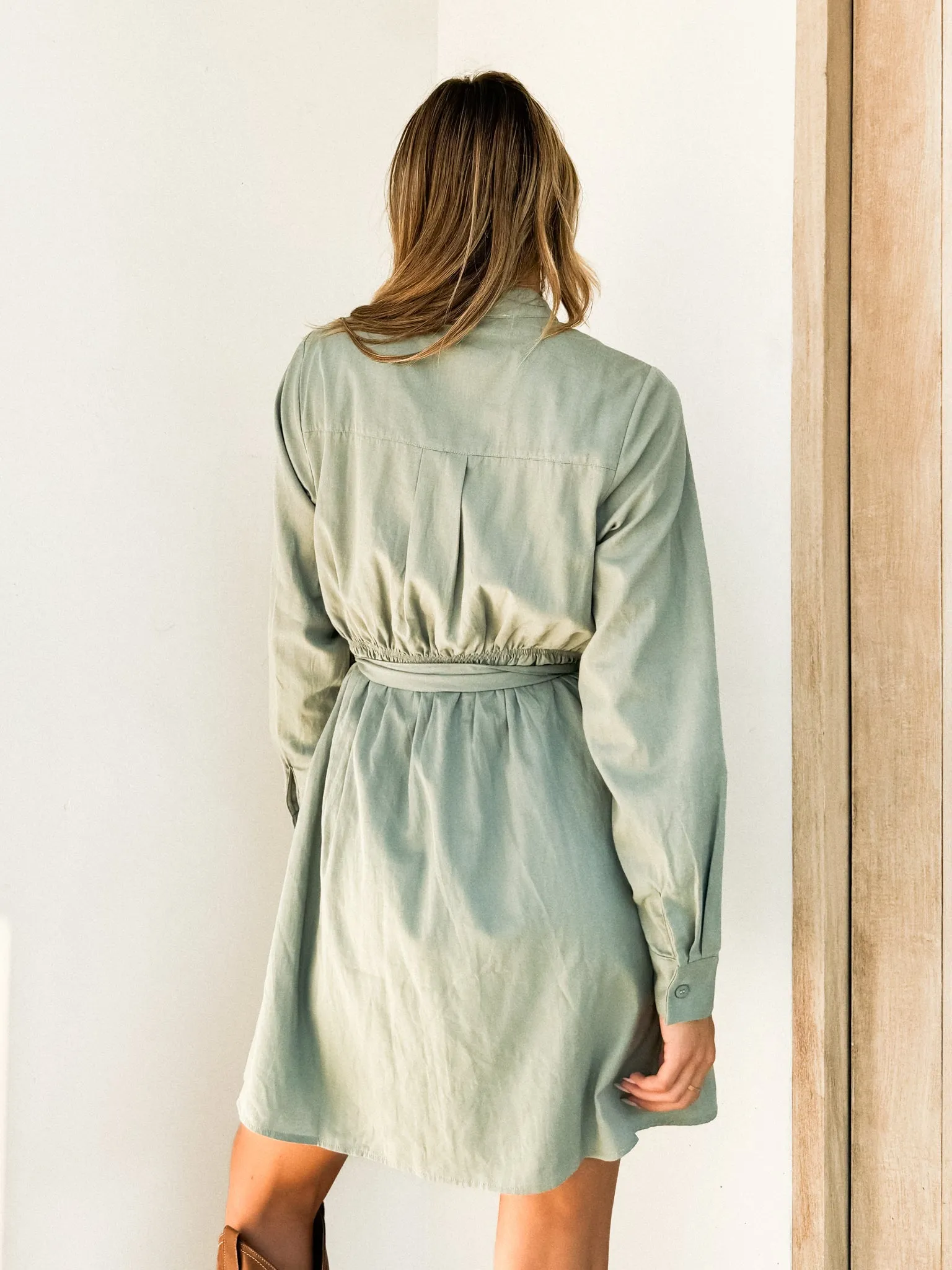 Thyme Mini Dress in Sage
