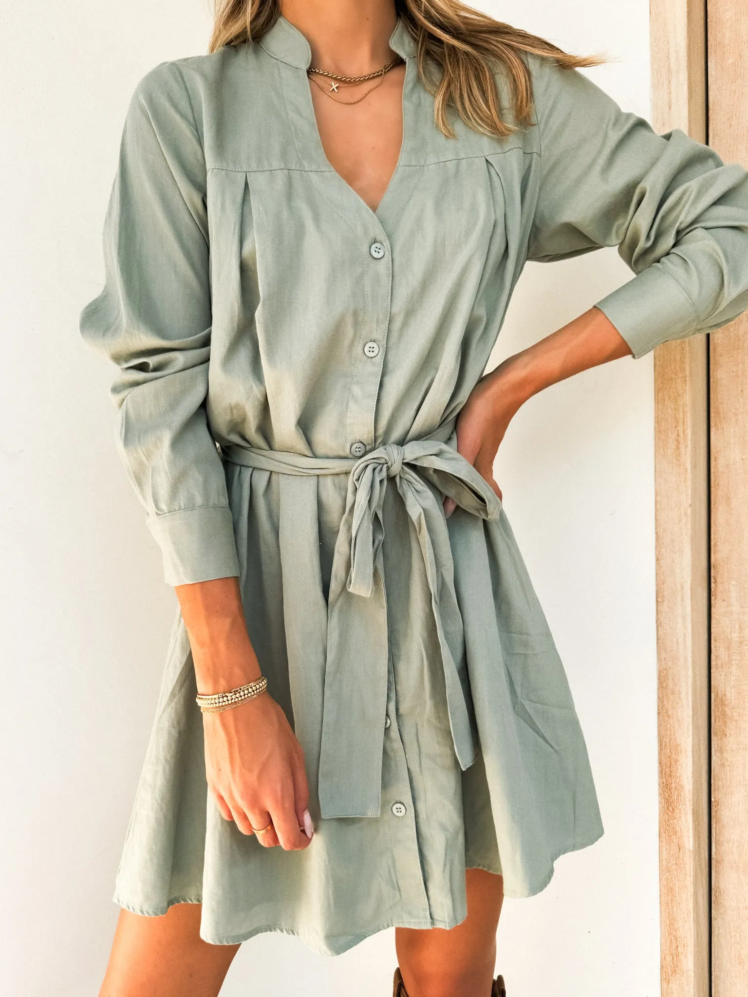Thyme Mini Dress in Sage