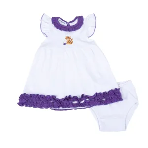 Tiger Pride Embroidered Dress - Purple Gold