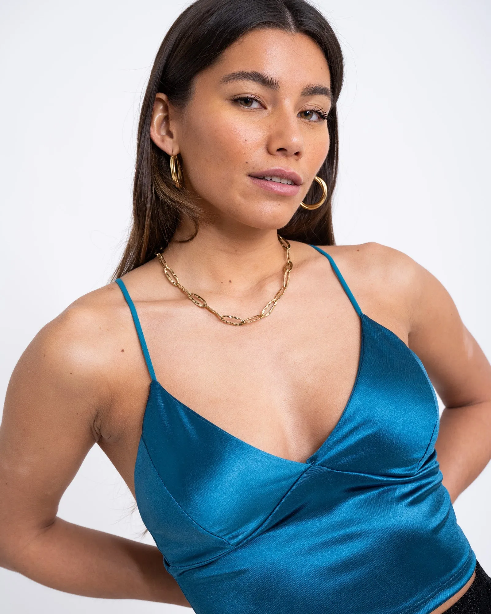TILTIL Nora Satin Bra Petrol One Size