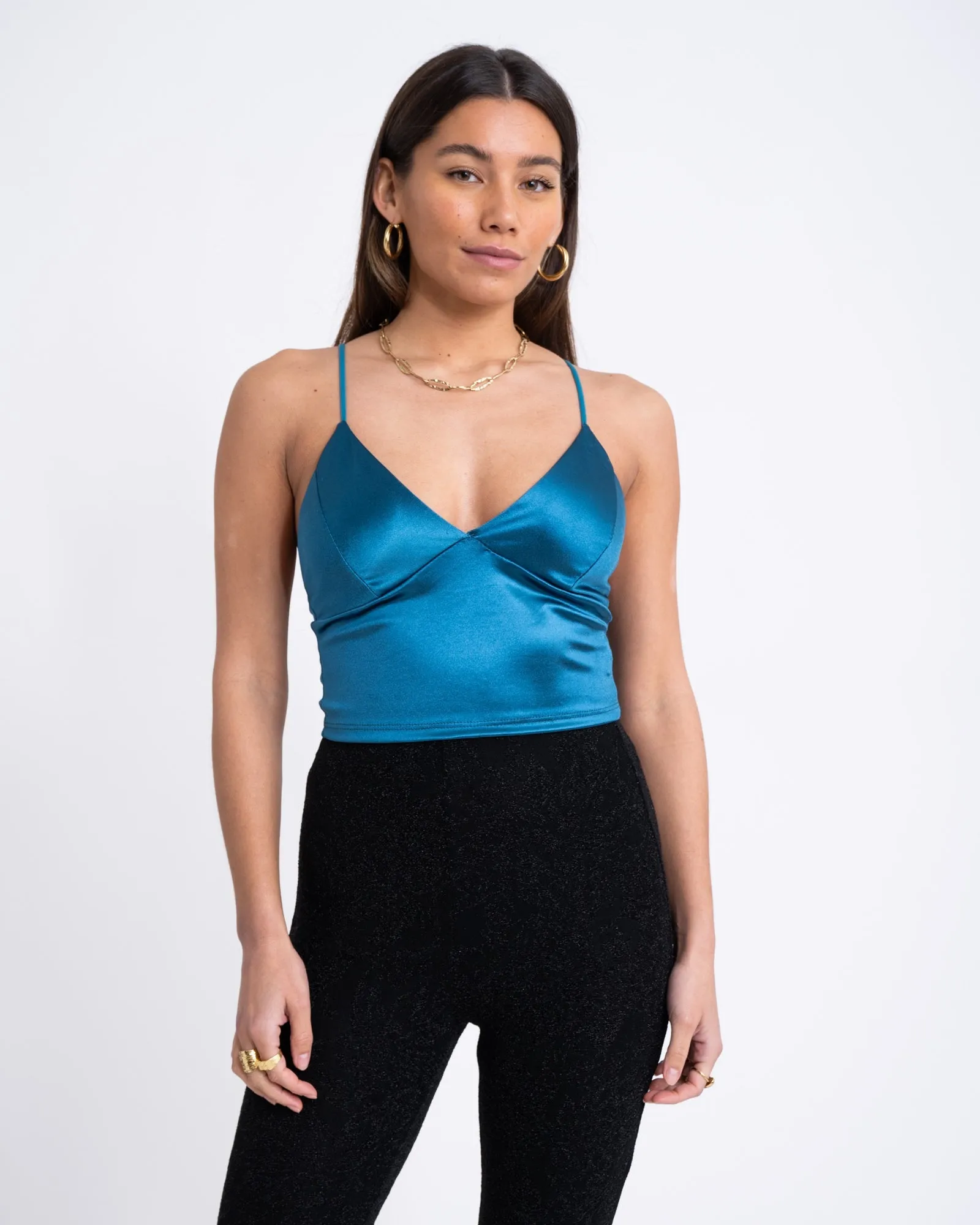 TILTIL Nora Satin Bra Petrol One Size