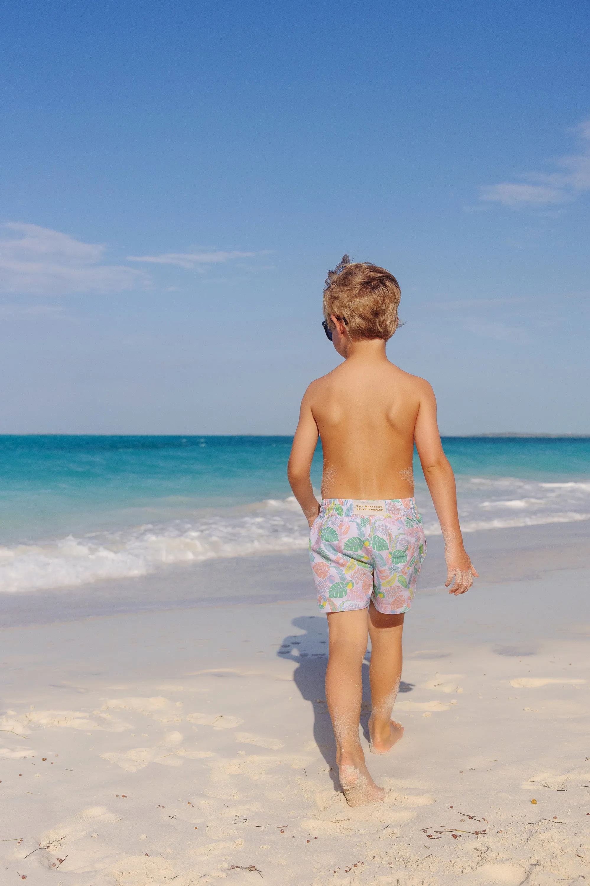 Tortola Trunks - Happy in Harbour Island with Buckhead Blue Stork