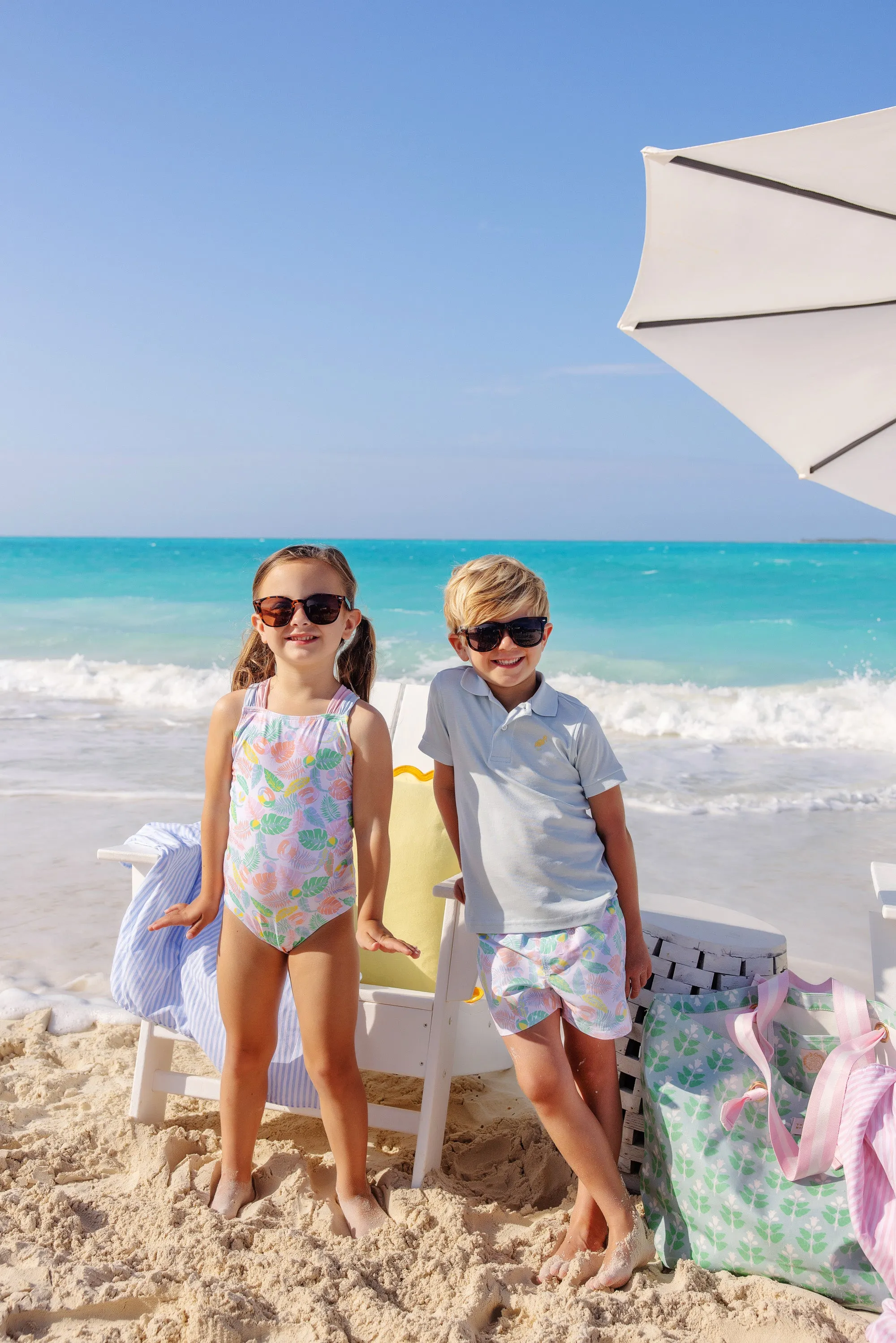 Tortola Trunks - Happy in Harbour Island with Buckhead Blue Stork