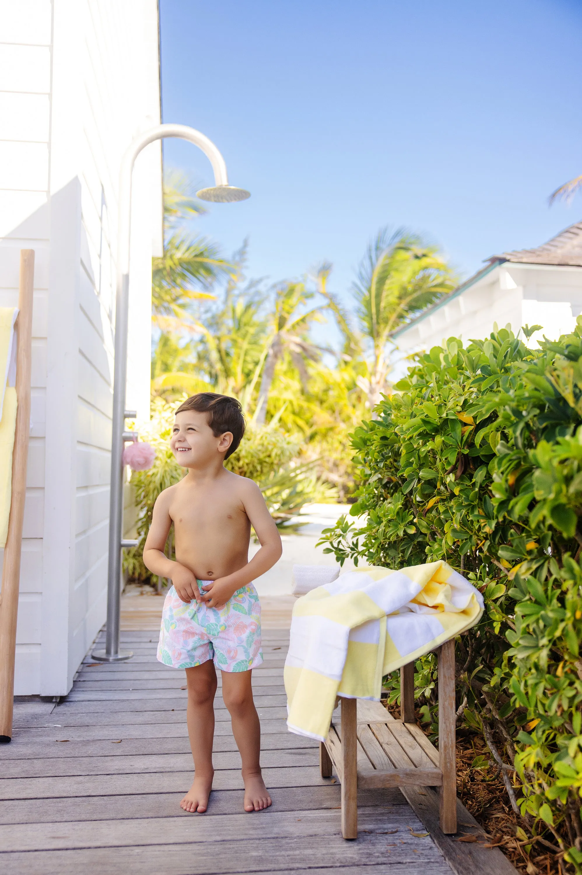 Tortola Trunks - Happy in Harbour Island with Buckhead Blue Stork