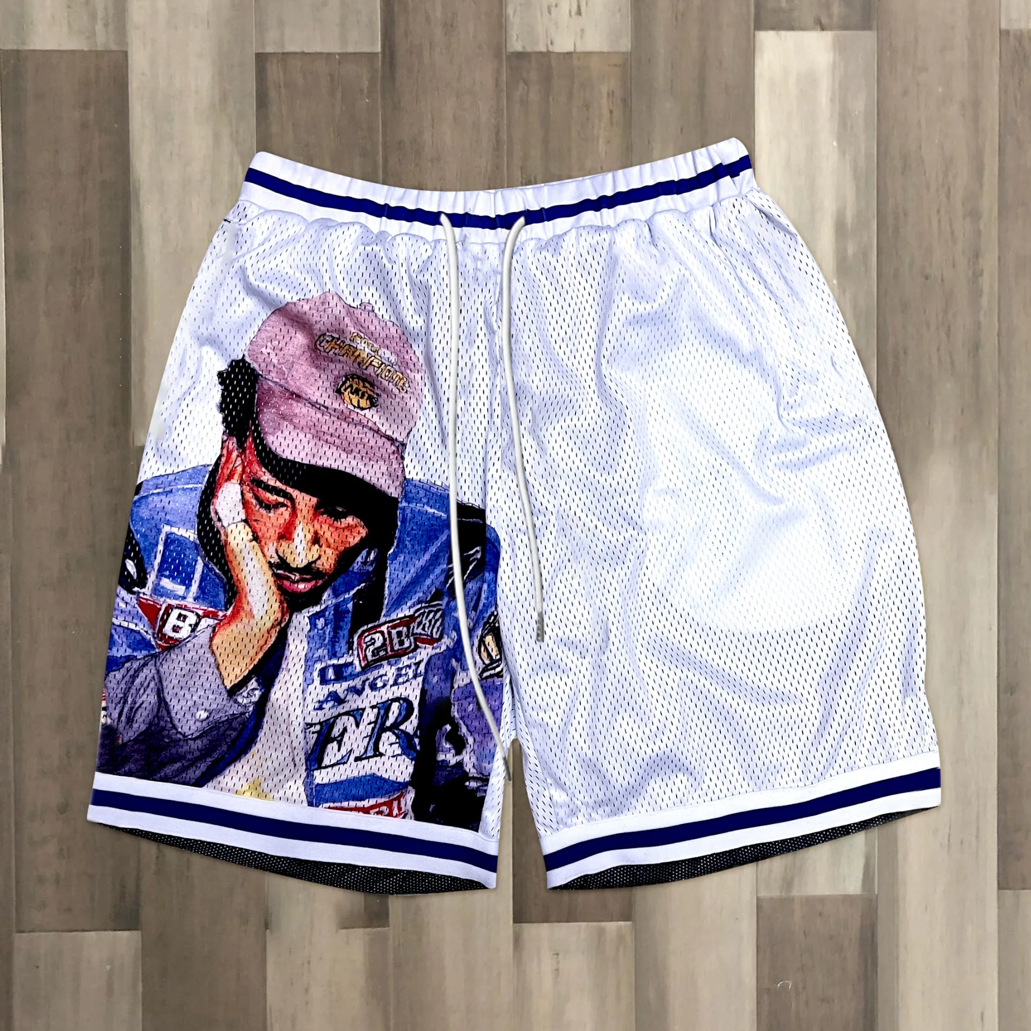 Trendy casual retro mesh sports shorts