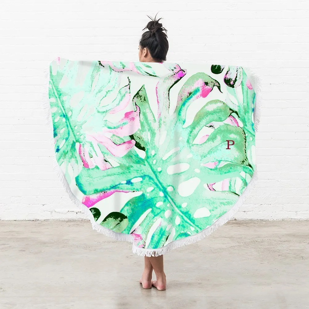 Tropical Leaves Beach Towel - Personalized