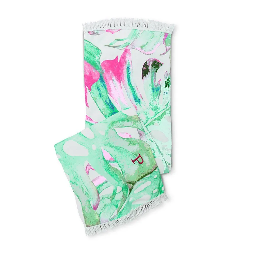 Tropical Leaves Beach Towel - Personalized