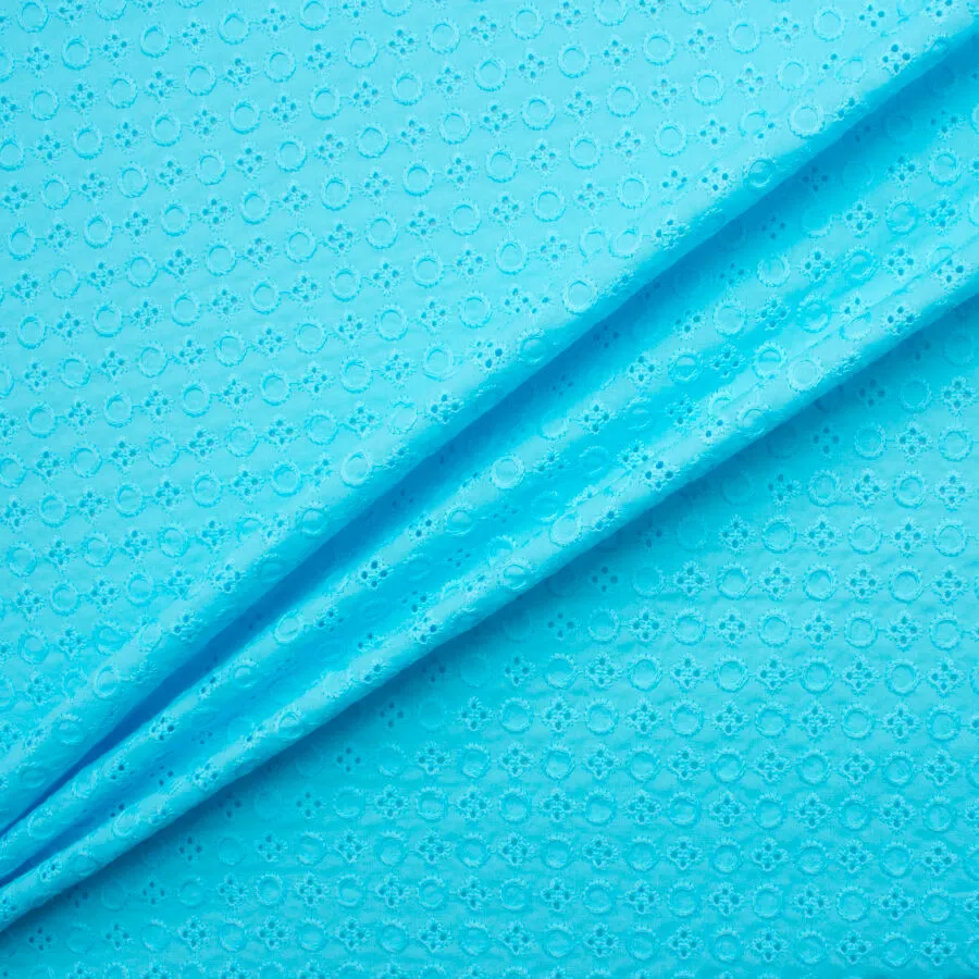 Turquoise Geometric Cotton Embroidery
