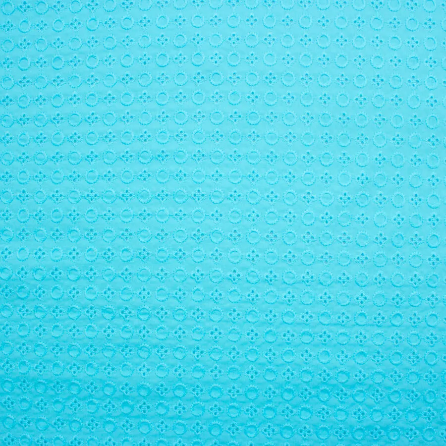 Turquoise Geometric Cotton Embroidery