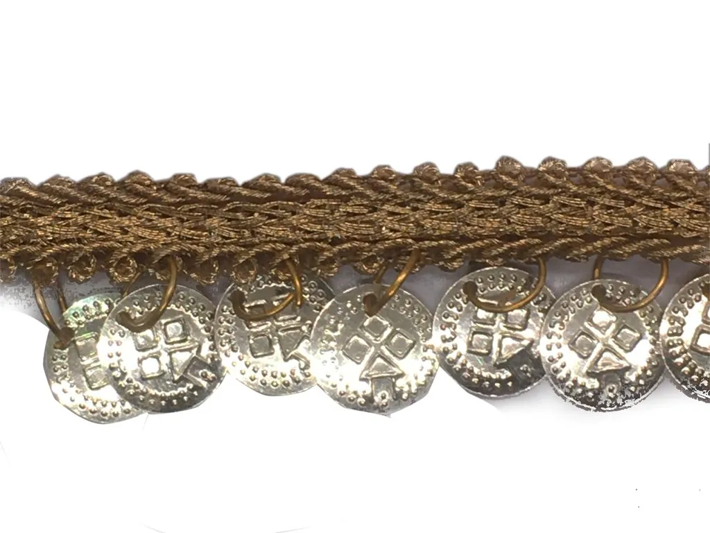 Water Gold Coin Fringe Designer Lace