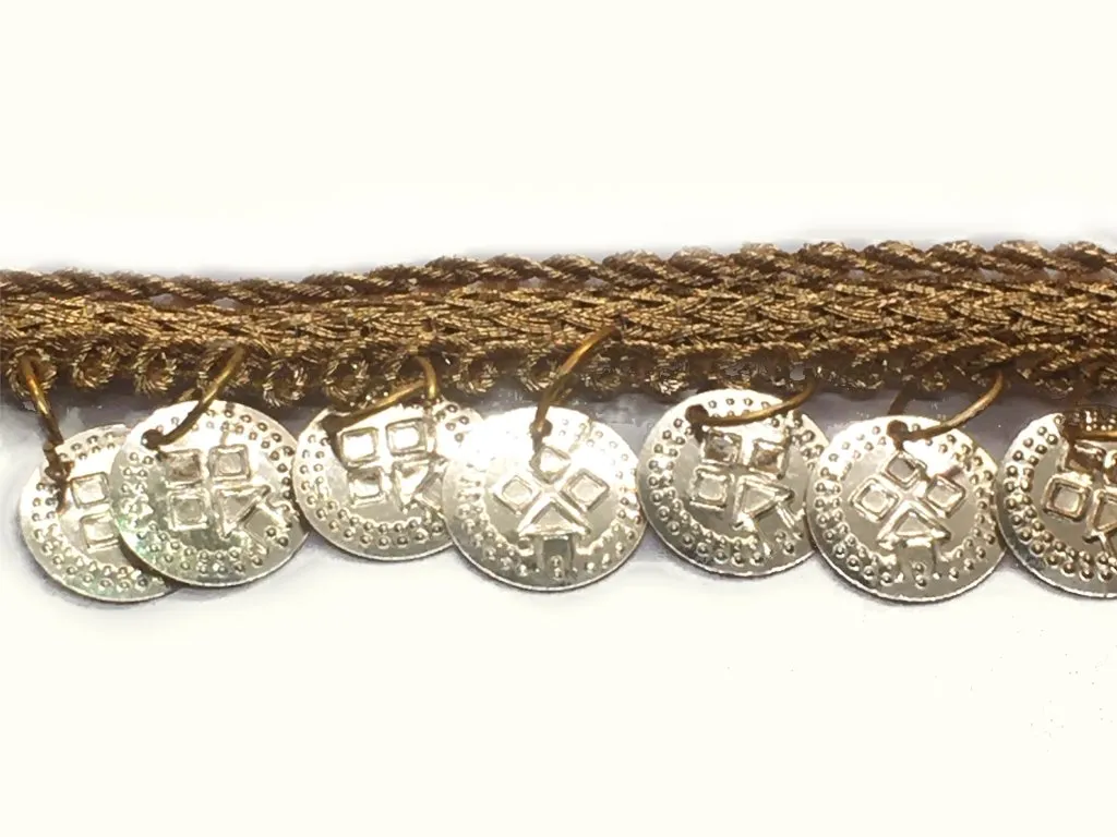 Water Gold Coin Fringe Designer Lace