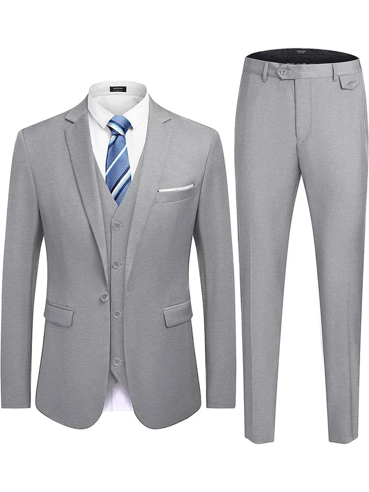 Wedding Formal Prom 3 Piece Slim Fit Tuxedo Suit Set (US Only)
