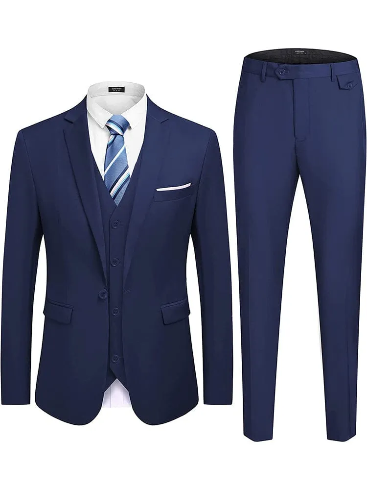 Wedding Formal Prom 3 Piece Slim Fit Tuxedo Suit Set (US Only)