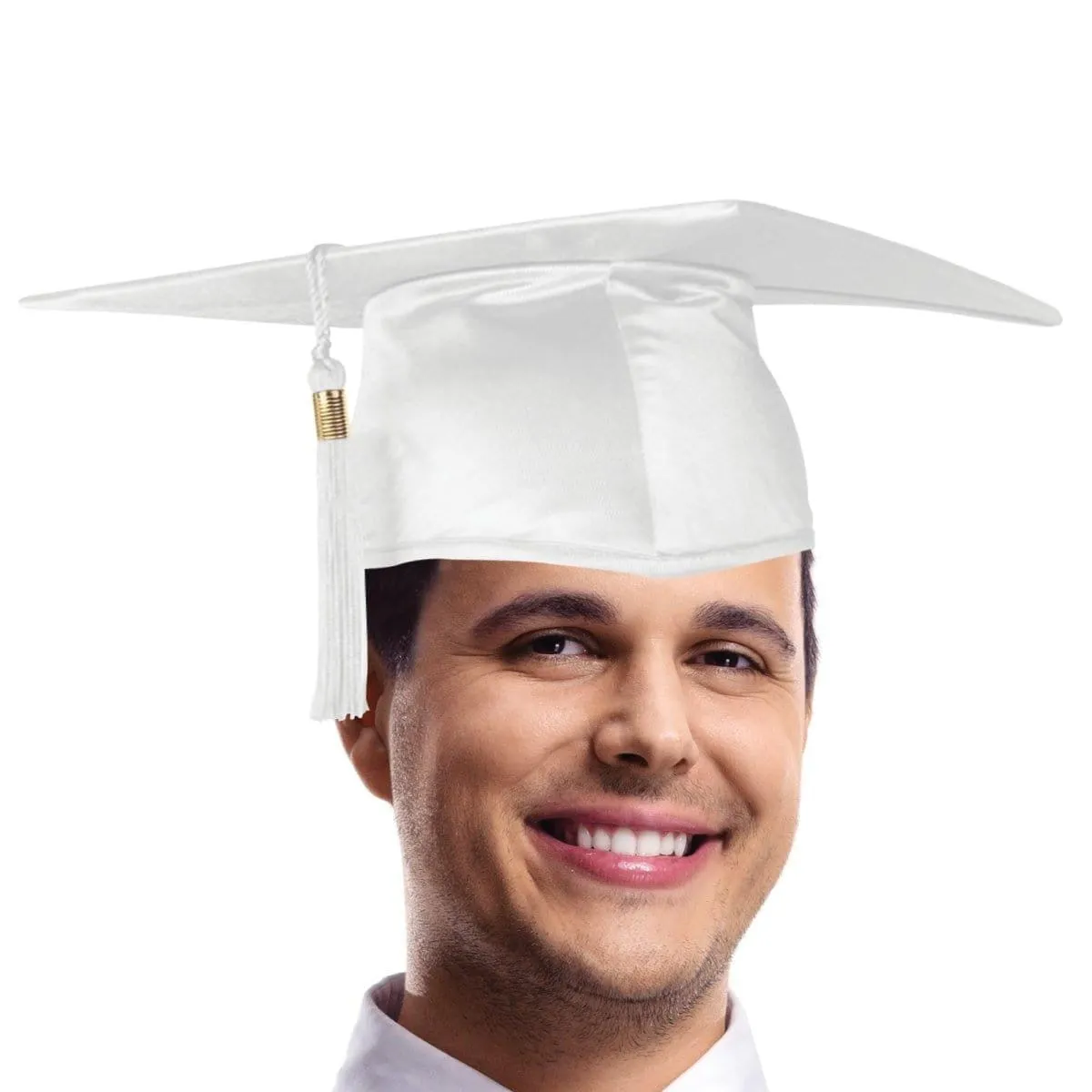 White Graduation Hat With Tassel For Adults