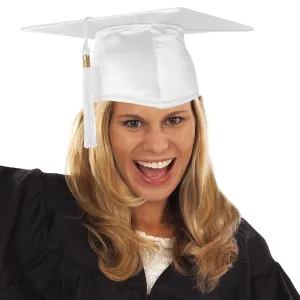 White Graduation Hat With Tassel For Adults