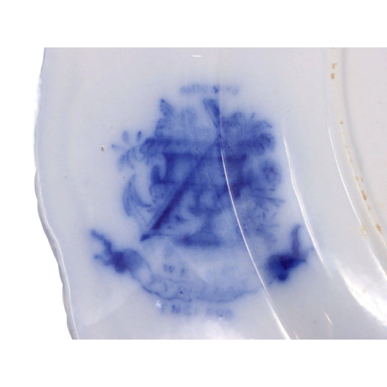 William Ridgway 1830's Flow Blue 12 1/4" Porcelain Platter Charger Plate Antique