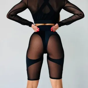Women mesh biker shorts for pole dance and twerk