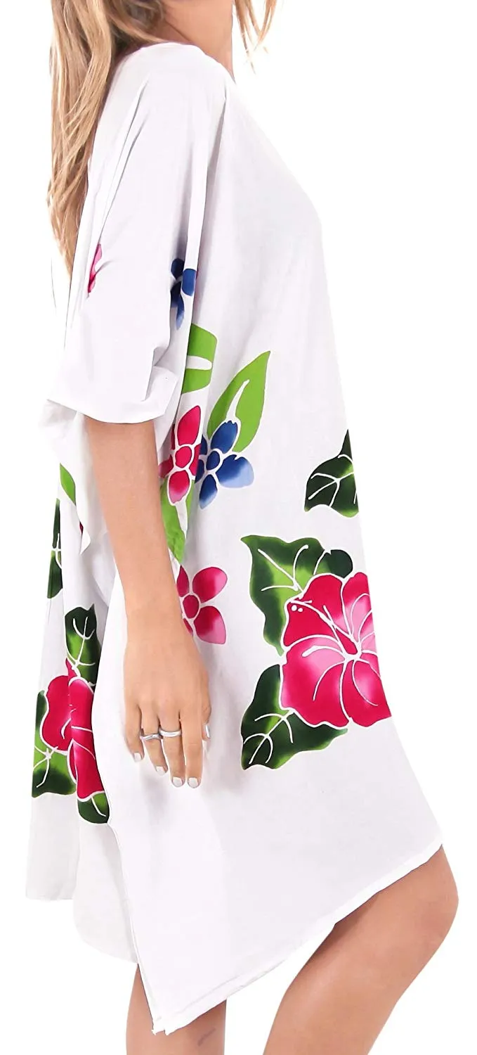 Women's Beachwear Evening Plus Size Blouse Loose Casual Cover ups Dresses White
