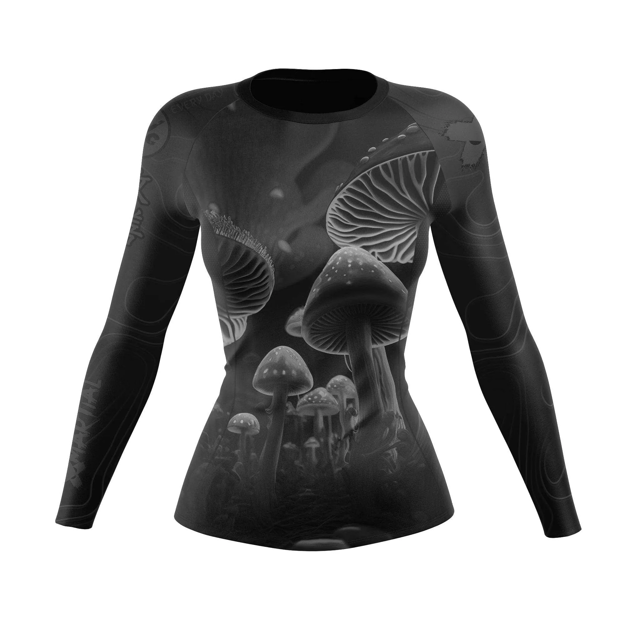 Women's BJJ Rash Guard Black Indigo Mushroom X-Tech 25 Series