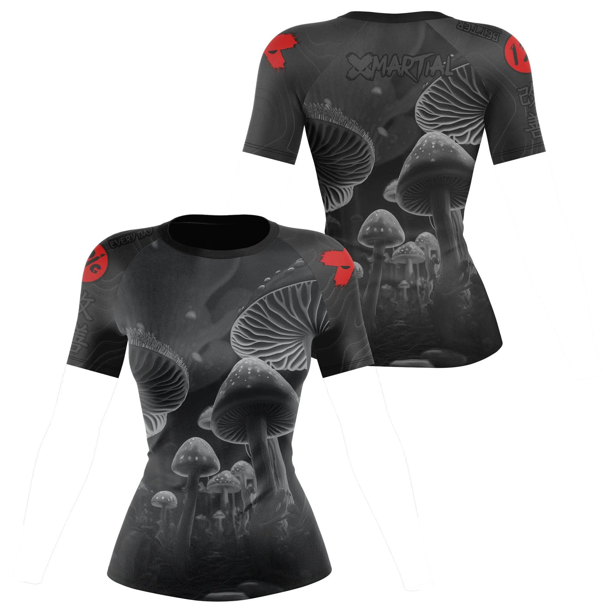 Women's BJJ Rash Guard Black Indigo Mushroom X-Tech 25 Series