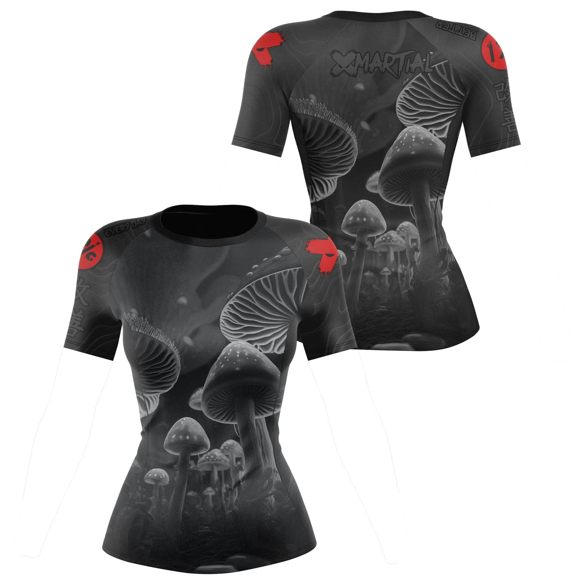 Women's BJJ Rash Guard Black Indigo Mushroom X-Tech 25 Series