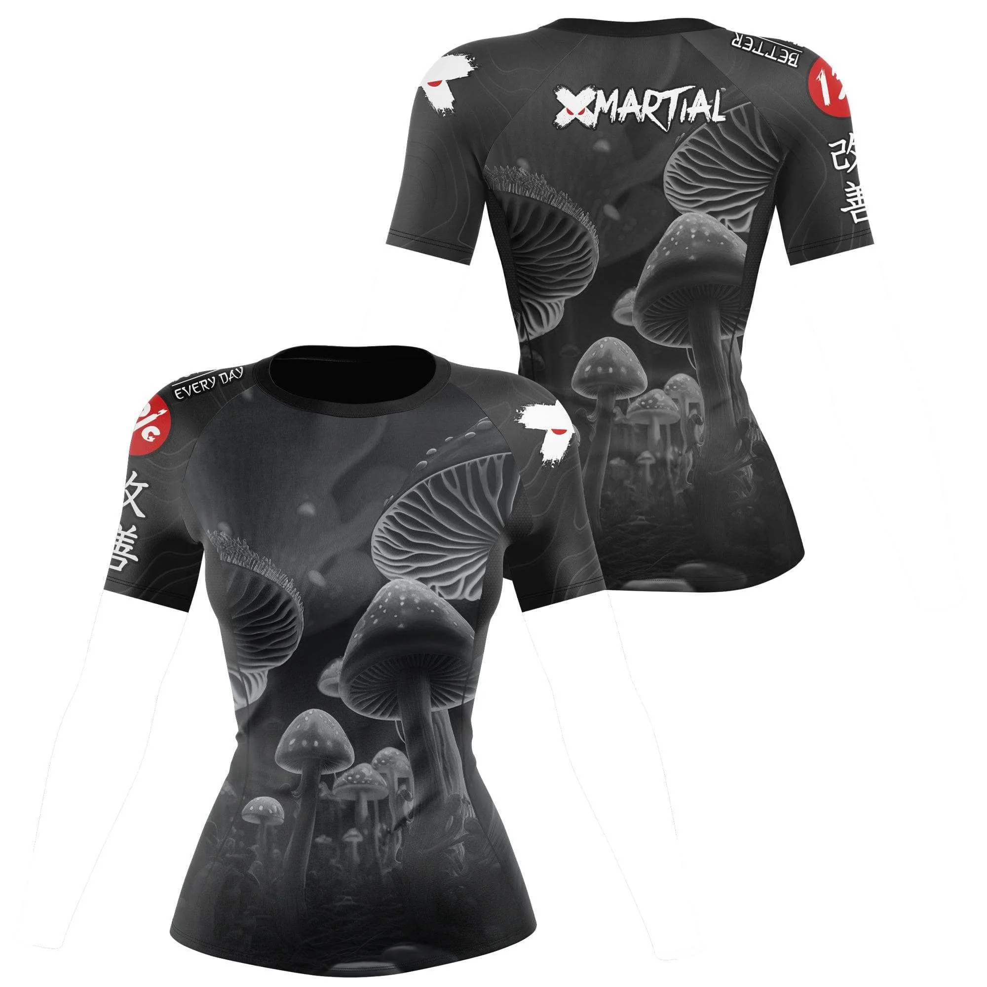 Women's BJJ Rash Guard Black Indigo Mushroom X-Tech 25 Series