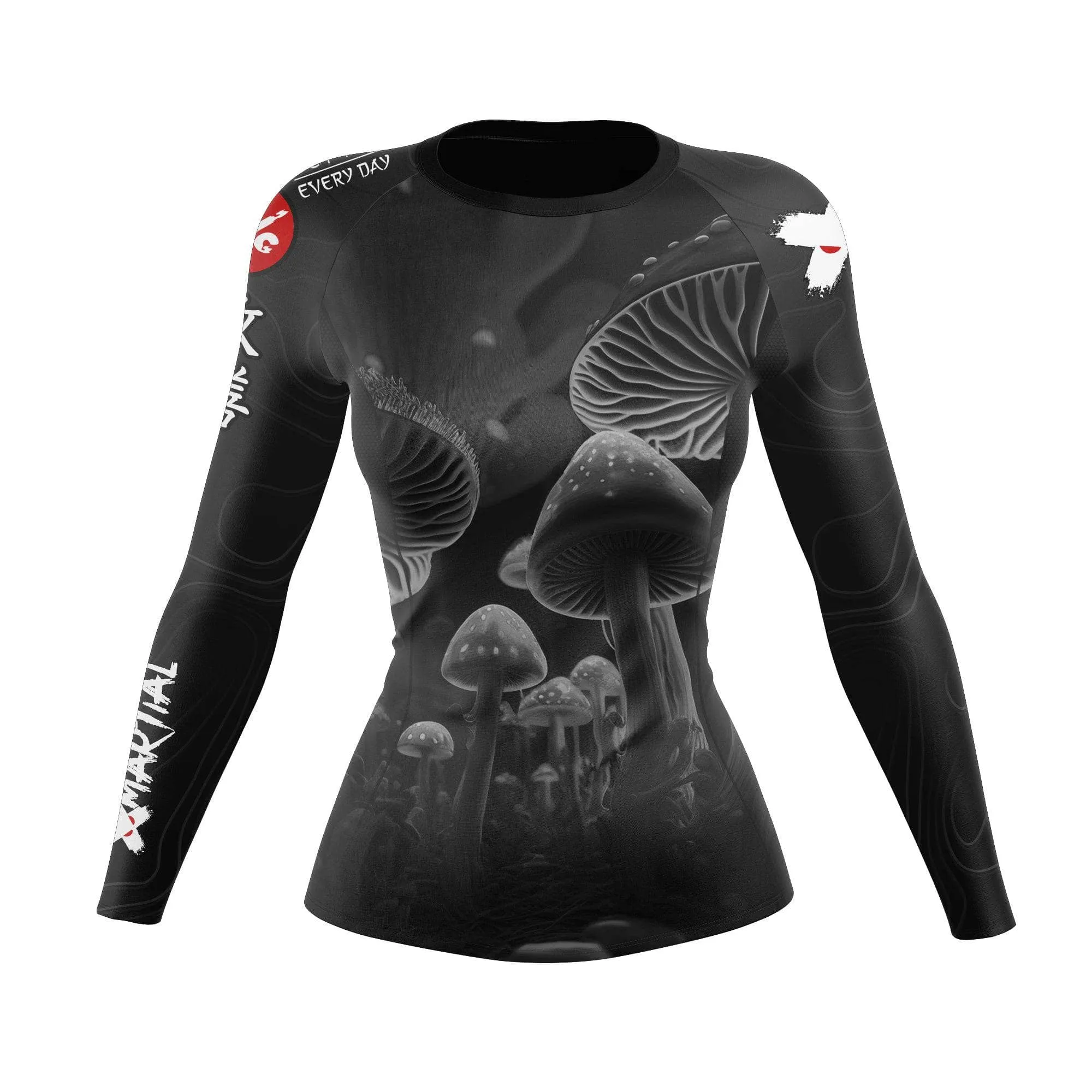 Women's BJJ Rash Guard Black Indigo Mushroom X-Tech 25 Series