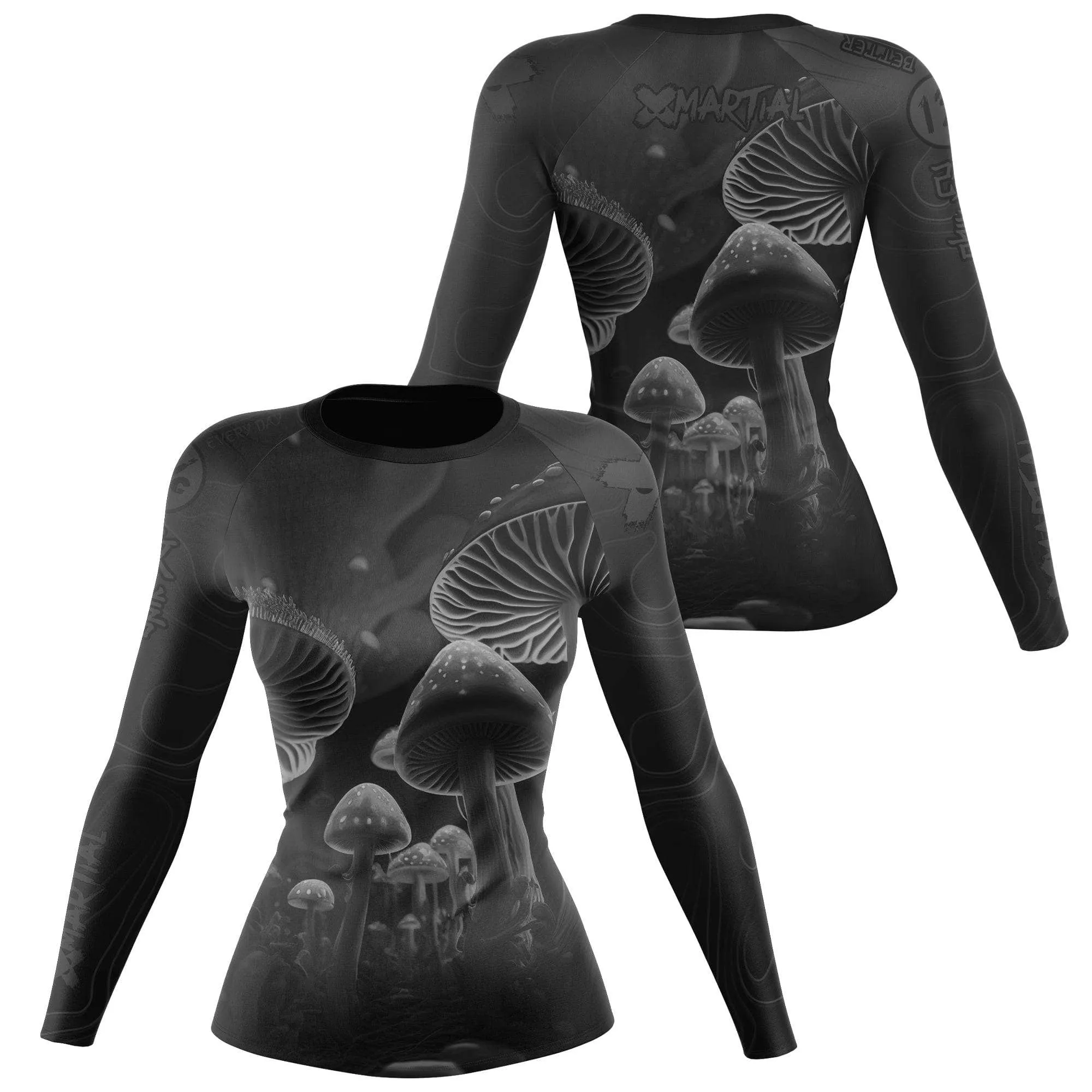 Women's BJJ Rash Guard Black Indigo Mushroom X-Tech 25 Series
