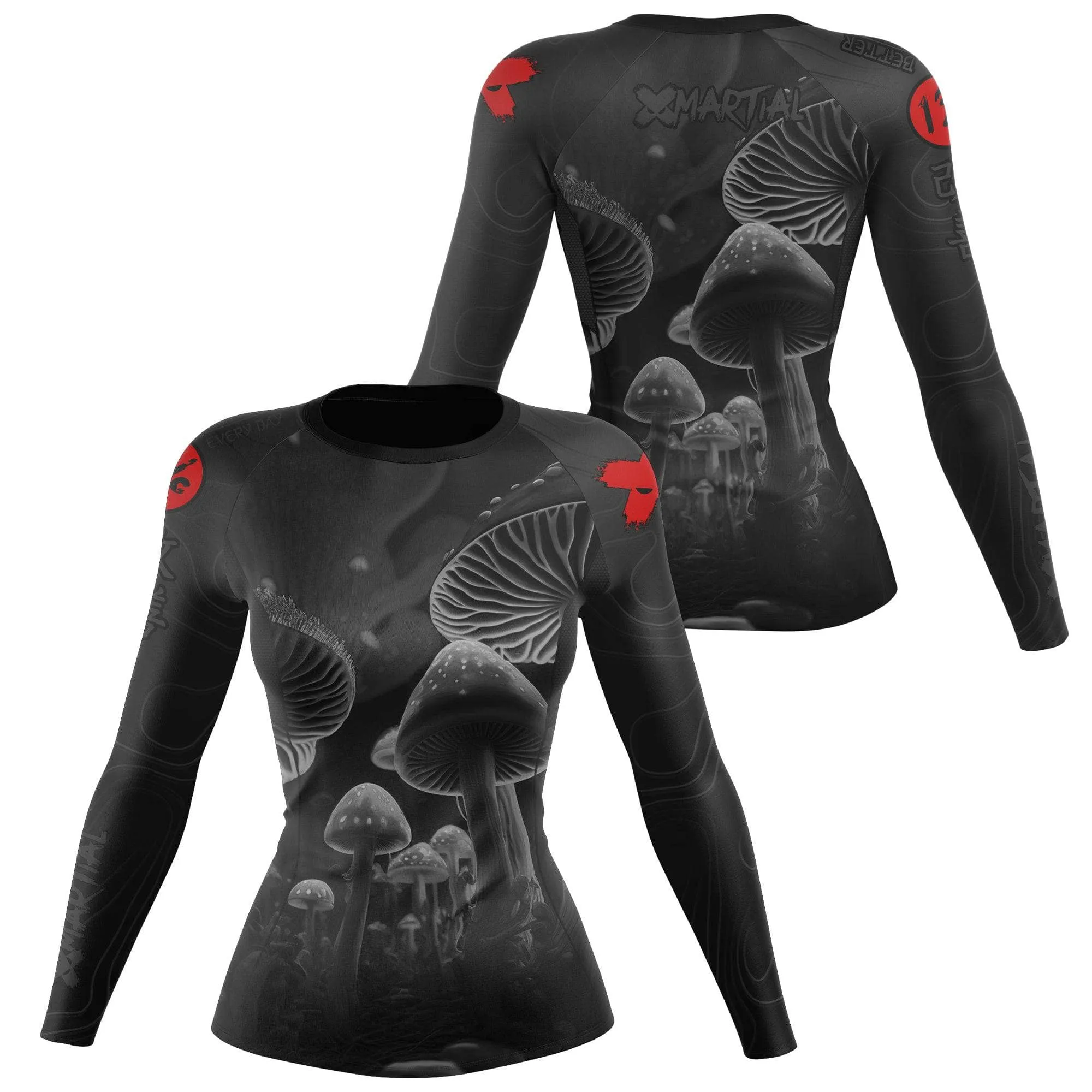 Women's BJJ Rash Guard Black Indigo Mushroom X-Tech 25 Series