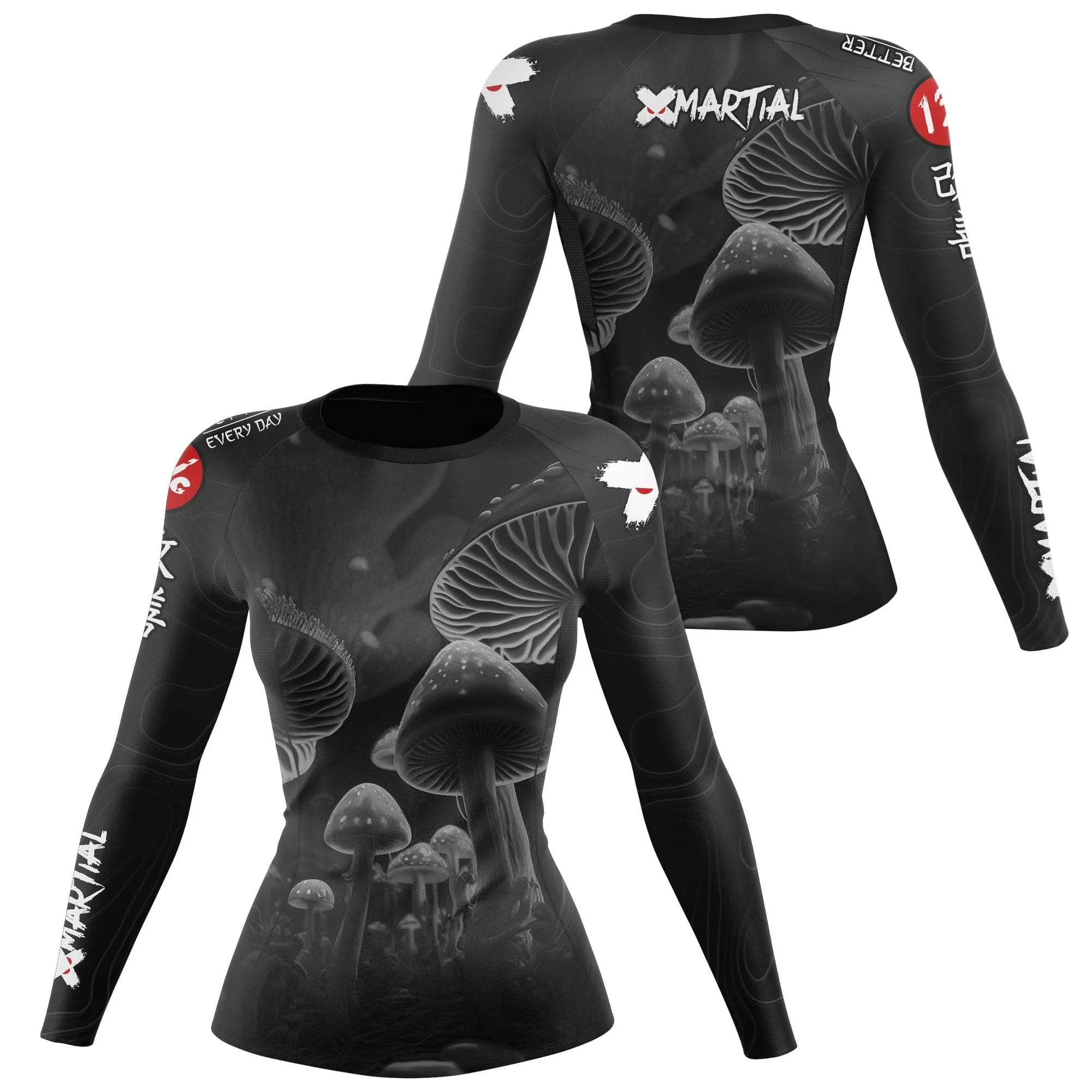 Women's BJJ Rash Guard Black Indigo Mushroom X-Tech 25 Series