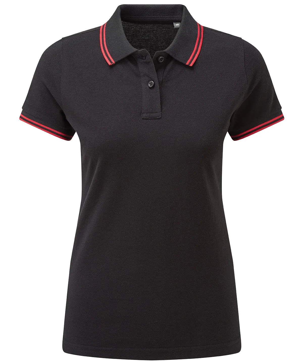Womens classic fit tipped polo | Black/Red