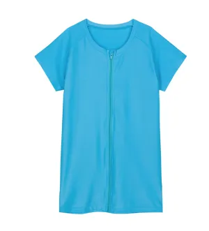 Women's Short Sleeve Fitted Rash Guard Swim Shirt - "Turquoise"