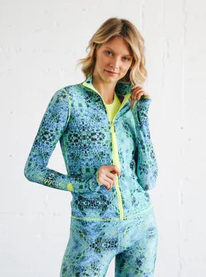WOMEN'S ZIP RASH GUARD - DEEP SEA