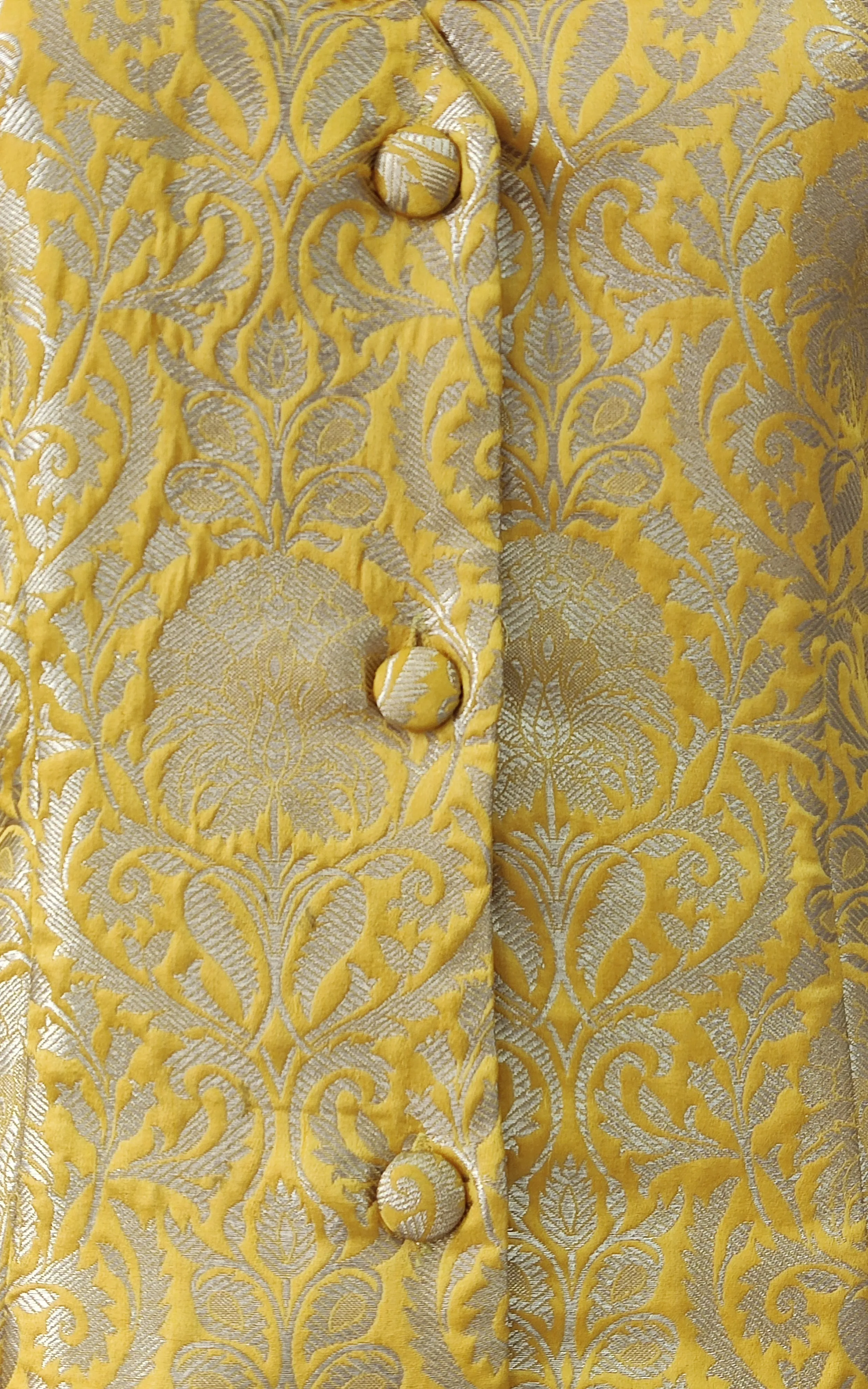Yellow Brocade Pant-Suit Co-ord Set