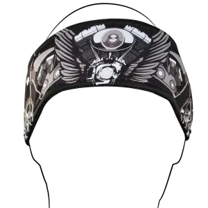 ZANheadgear® V-Twin Wings Headband, Nylon/Terry Cloth, One Size, Black/Gray